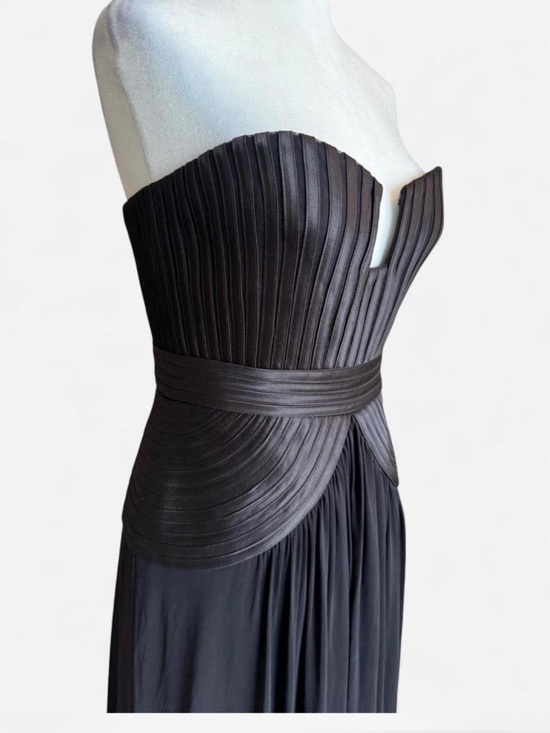 BCBGMaxAzria Dresses & Skirts - BCBGMAXAZRIA Pleated Strapless Gown | Corset Bodice | Black Maxi | Size S
